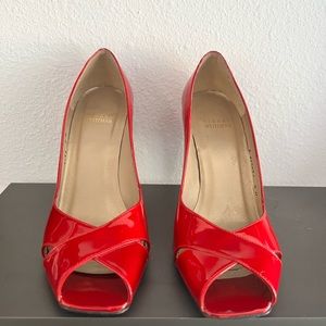 Stuart Weitzman Size 8 M Red Patent Leather Heels